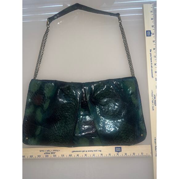 Vintage Deena & Ozzy  Snakeskin Print Leather 100% PU  Small Clutch Wallet green - Picture 8 of 13